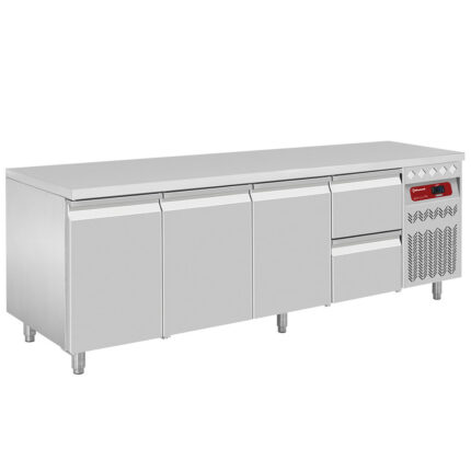 Ventilated refrigerated table, 4 doors GN 1/1, 550 Lit. + Kit of 2 drawers (1/2+1/2 h200mm), for DT..