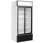 Drink display positive T°, ventilated, 760 liters, 2 sliding doors, with lightbox