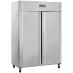 Ventilated freezer cabinet 1200 liters 2 doors GN 2/1, on wheels, 2 with brakes