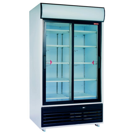 Drink display double sliding doors, 857 liters, with lightbox