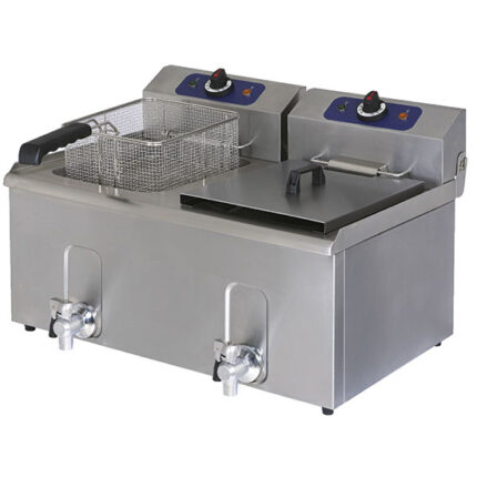 Electric fryer with drain tap, tabletop, oil capacity 8+8 litres