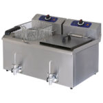 Electric fryer with drain tap, tabletop, oil capacity 10+10 litres