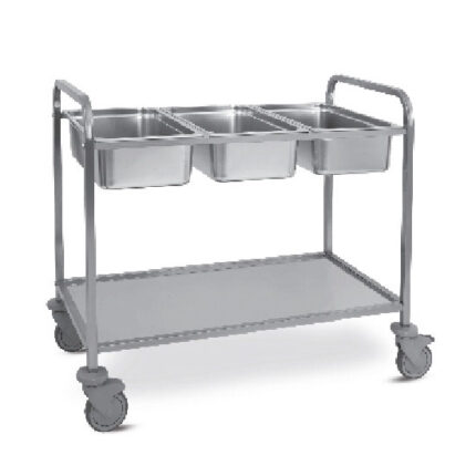 trolley for GN containers with 1 bottom shelf, 3x GN 1/1 h=200 mm