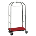 Luggage and clothing trolley with chromed structure and red base