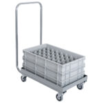 Transport trolley with handle for dishwasher racks, 600x400 mm