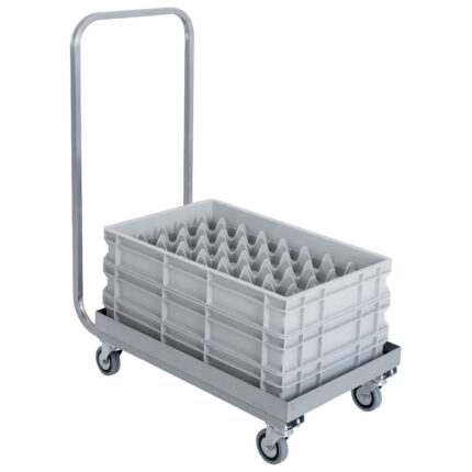 Transport trolley with handle for dishwasher racks, 600x400 mm