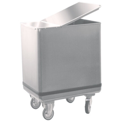 trolley for flour transporting with lid in stainless steel, 195 litres