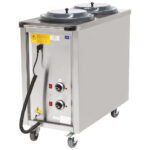 Heated plate dipenser trolley for 2x 50 plates of Ø240-320 mm