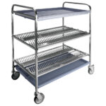 drying rack trolley for plates and glasses with 3 levels, capacity 120 plates