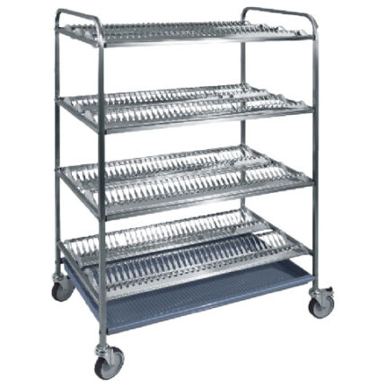 Drying rack trolley for plates with 4 levels, capacity 288 plates