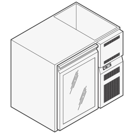 Refrigerated beverage counter with 1 glass door, 930x590 mm, +2°/+10°C