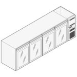 Refrigerated beverage counter with 4 glass doors, 2670x590 mm, +2°/+10°C
