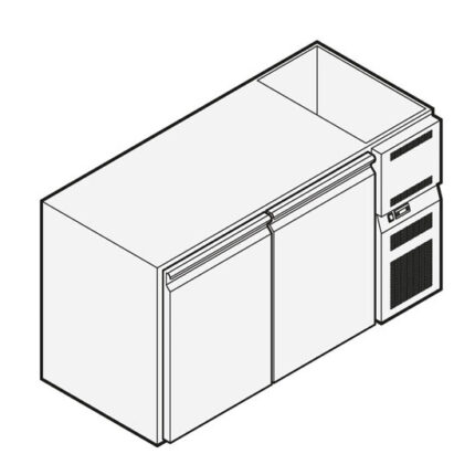 Refrigerated beverage counter with 2 doors with refrigerated sink, 1510x590 mm, +2°/+10°C
