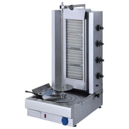 gas kebab grill with 4 heating zones, bottom motor, 70 kg