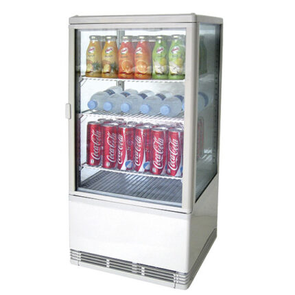 upright refrigerated display with 3 shelves, tabletop, 68 litres, 0°/+12°C, white colour