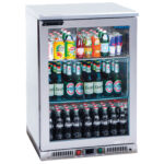 Undercounter refrigerator in stainless steel with 1 hinged glass door, 110 litres, +2°/+12°C