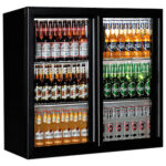 Undercounter refrigerator with 2 hinged glass doors, 201 litres, -1°/+5°C