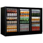 Undercounter refrigerator with 3 hinged glass doors, 320 litres, -1°/+5°C