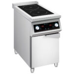 Induction plate with 2 cooking zones each 5,0 kW on closed cabinet