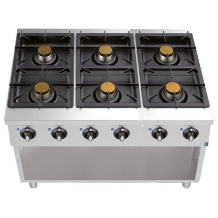 Gas hob on open cabinet with 6 burners (39,0 kW)