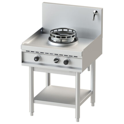 gas wok hob with shelf, 1 burner, 1 water tap