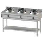 gas wok hob with shelf, 3 burners