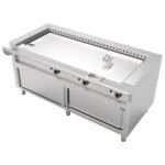 Gas teppanyaki on closed cabinet, 3 zones
