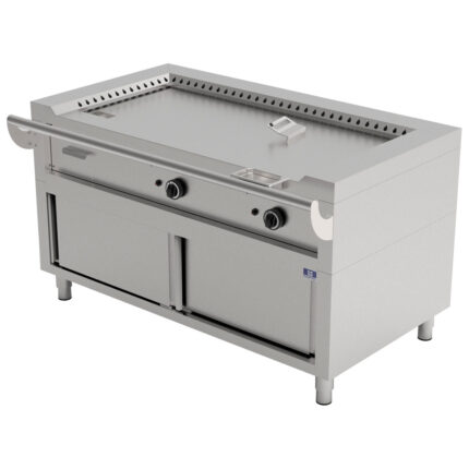 Electric teppanyaki on closed cabinet, 2 zones