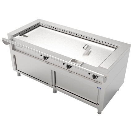 Electric teppanyaki on closed cabinet, 3 zones