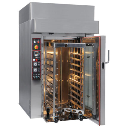 Gas rotary oven for trolleys 10x 600x400 mm with touch screen control
