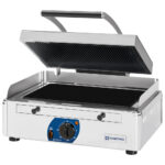 Contact grill with 1 ceramic glass plate, smooth/grooved, 340x220 mm