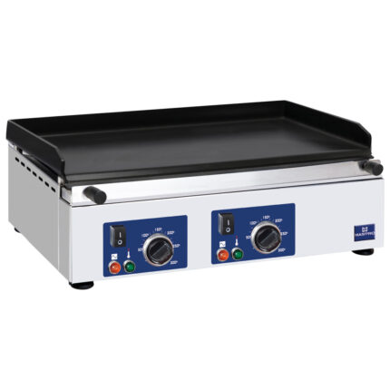 Electric griddle plate with 2 grill zones, tabletop, smooth plate