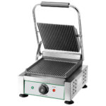 Contact grill with 1 cast iron plate, grooved/grooved, 230x240 mm