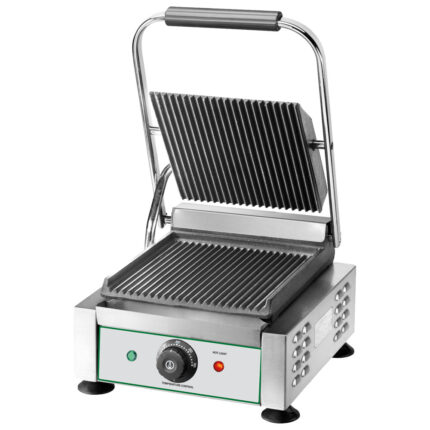 Contact grill with 1 cast iron plate, grooved/grooved, 230x240 mm