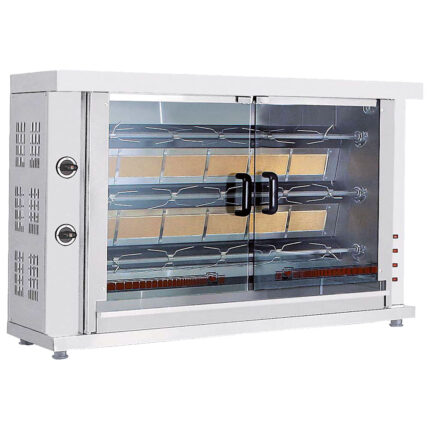 Gas chicken grill with lighting, 3 spits for 12-15 chickens