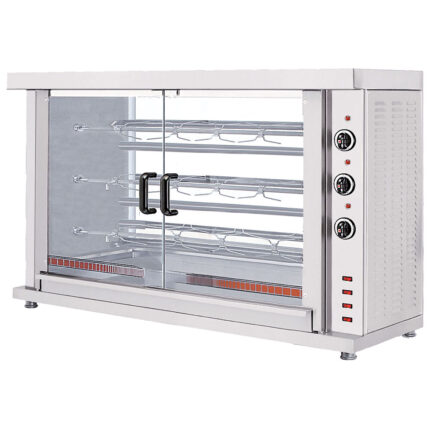 Electric chicken grill with lighting, 3 spits for 12-15 chickens