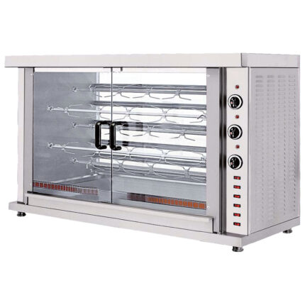 Electric chicken grill with lighting, 5 spits for 20-25 chickens