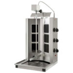 Glass ceramic kebab grill with 3 heating zones, top motor, max. loading 20-30 kg