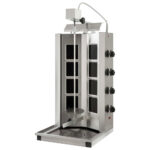 Glass ceramic kebab grill with 4 heating zones, top motor, max. loading 40-55 kg