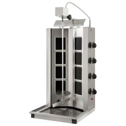 Glass ceramic kebab grill with 4 heating zones, top motor, max. loading 40-55 kg