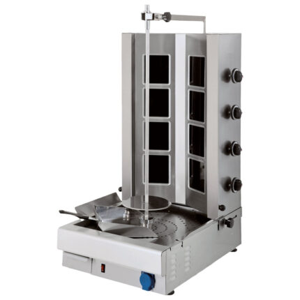 Glass ceramic kebab grill with 4 heating zones, bottom motor, max. loading 40-60 kg