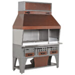 Charcoal grill on cupboard with charcoal drawers and exhaust, 2 zones total 1020x530 mm