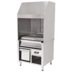 Charcoal grill on cupboard with charcoal drawer and exhaust, 1 zone total 800x600 mm