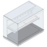 Heated static square display with 1 shelf on heated top plate, open on customers side, 2x GN 1/1