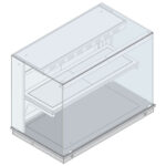 Heated static square display with 1 shelf on heated top plate, closed on customers side, 2x GN 1/1