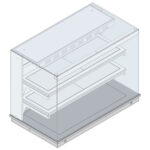 Heated static square display with 2 shelves on heated top plate, closed on customers side, 4x GN 1/1