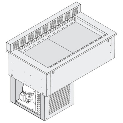 Refrigerated tank with rear diffuser, built-in cooling unit, 4x GN 1/1