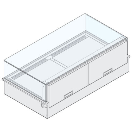 Refrigerated display with rear diffuser, for remote cooling, 2x GN 1/1