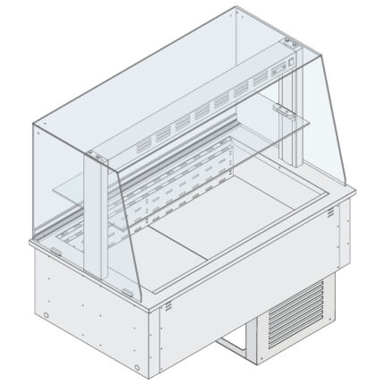 Refrigerated ventilated DELI display 1 shelf, built-in cooling unit, closed on customers side, 2x GN 1/1