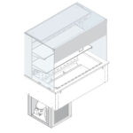 Refrigerated square display 2 levels on ventilated tank, cooling unit, customers side curtain, 3x GN 1/1
